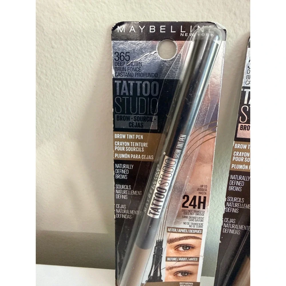 Maybelline Tattoo Studio Brow Tint Pen Women 2 Pack 365 Deep Brown 24H NWT